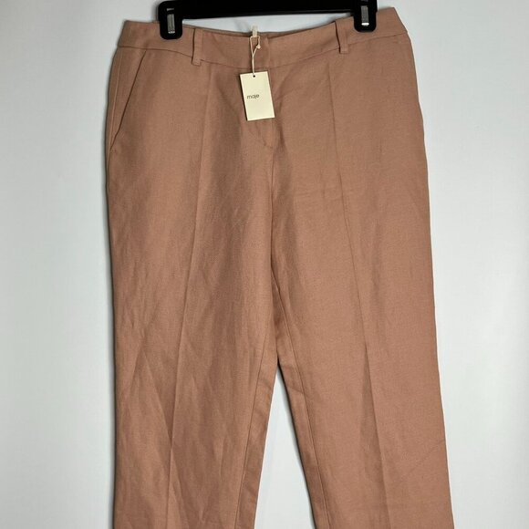 Maje Tapered Leg Linen‎ Blend Cuffed Ankle Pant Rose Pink Size 36 NWT - Picture 2 of 9